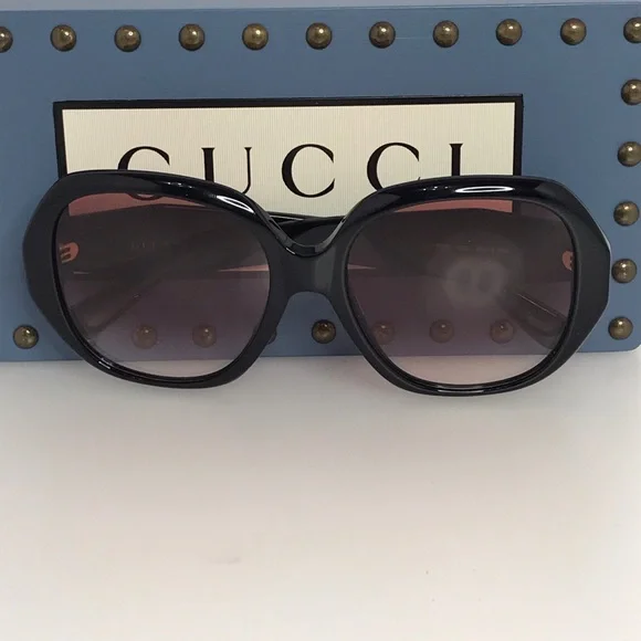 Gucci Sunglasses Women's GG0796S 002 Black/Red Gradient - Picture 4 of 16